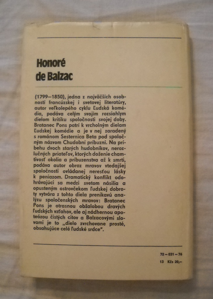 Honoré de Balzac - Bratanec Pons - Bratislava 1976