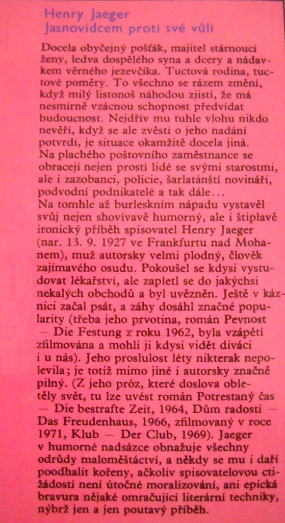 Henry Jaeger - Jasnovidcem proti své vůli - 1985