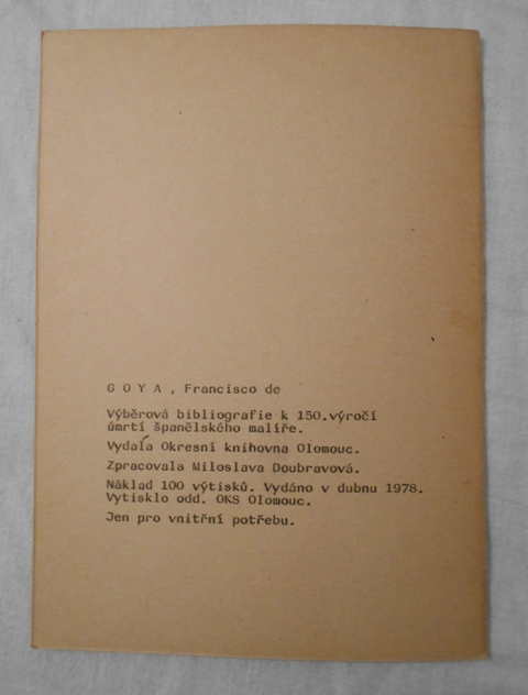 Francisco de Goya 1746-1828 - Okresní knihovna Olomouc 1978