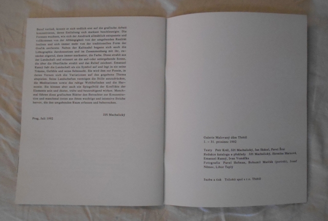 Emanuel Ranný - katalog Galerie Malovaný dům Třebíč 1992 - S PODPISEM