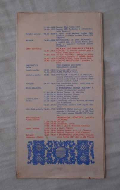 Národní dožínky Olomouc ´73 - program a plánek