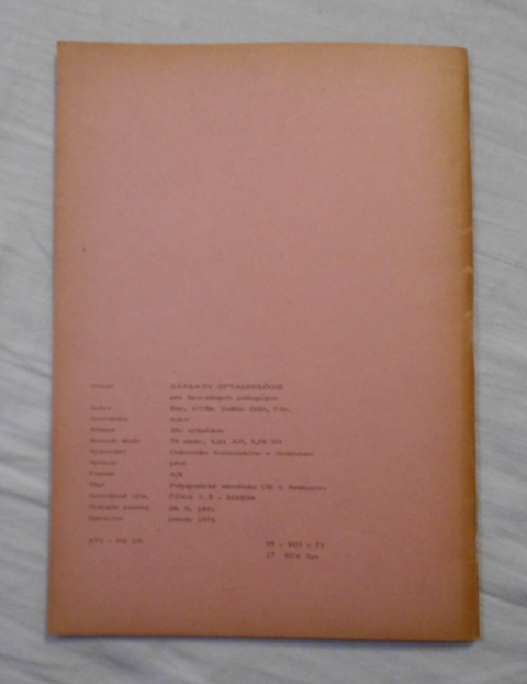 Zoltán Oláh - Základy oftalmológie pre špeciálnych pedagógov - 1971 - slovensky