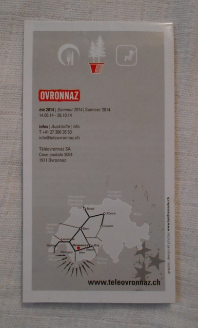 Leták s plánkem okolí - Ovronnaz - le Guide de L´Été 2014