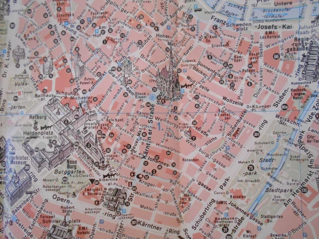 Mapa Wien Stadtplan / Městský plán Vídeň / - 90. léta