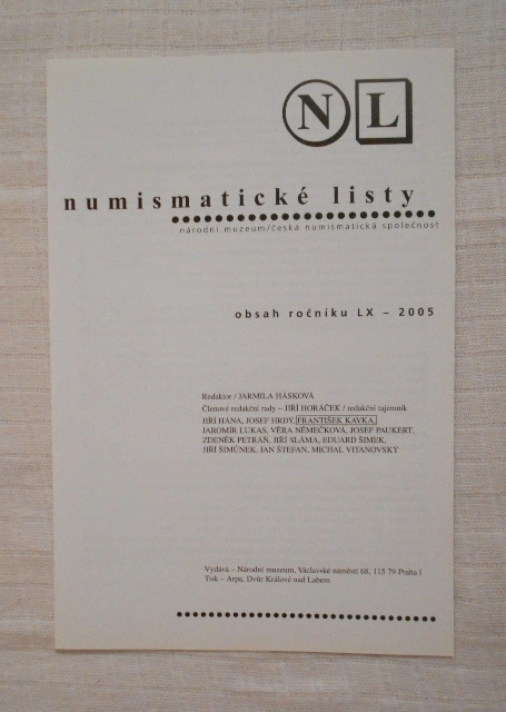 Numismatické listy ročník 60 rok 2005 číslo 6