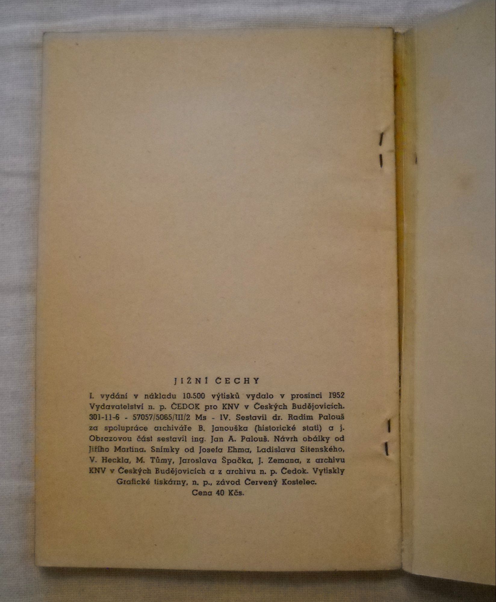 Jižní Čechy - průvodce c.k. Čedok - 1952