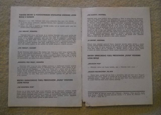 Program Vídeňská lední revue Duha 1967