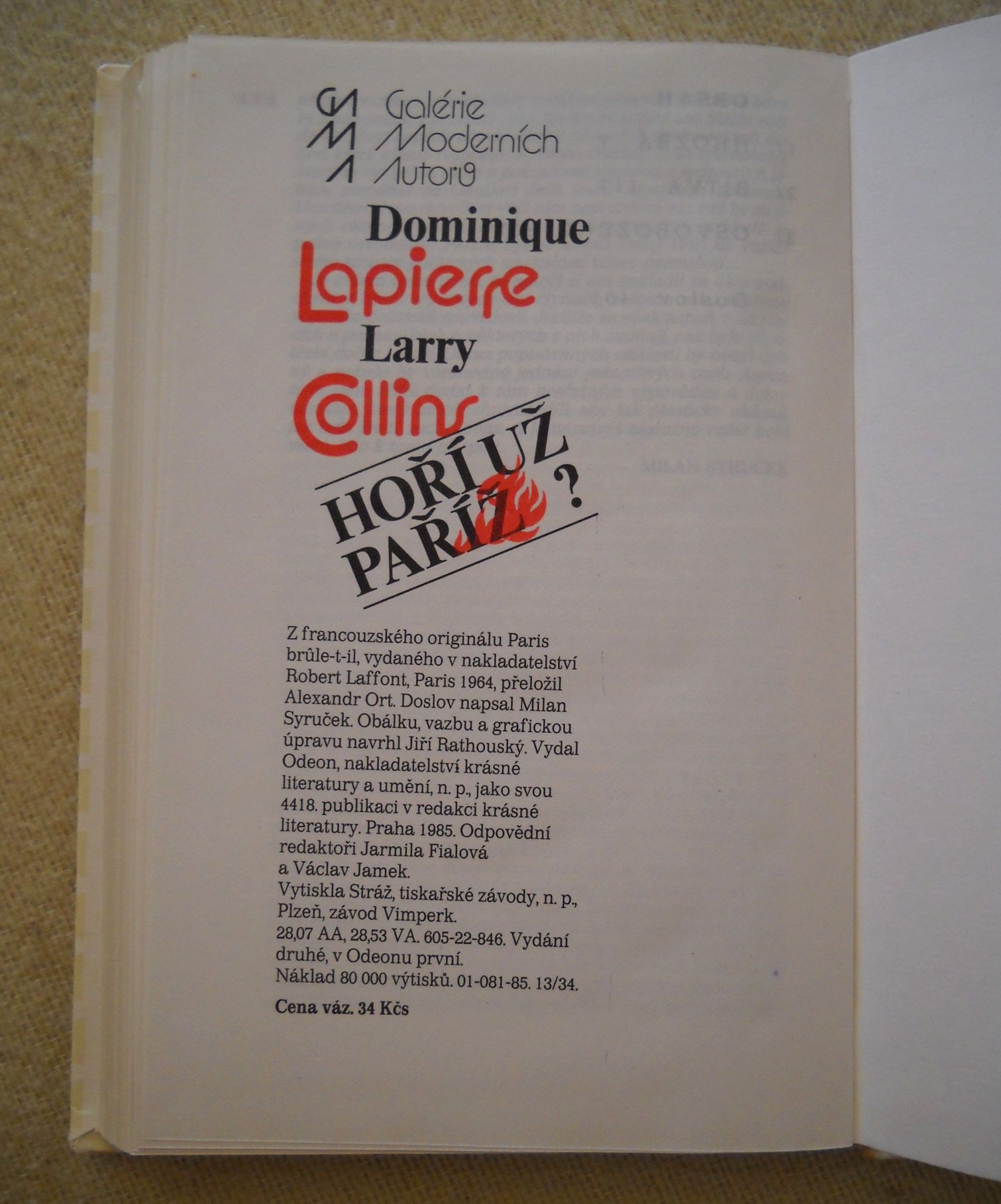 Lapierre Collins - Hoří už Paříž? - Odeon 1985