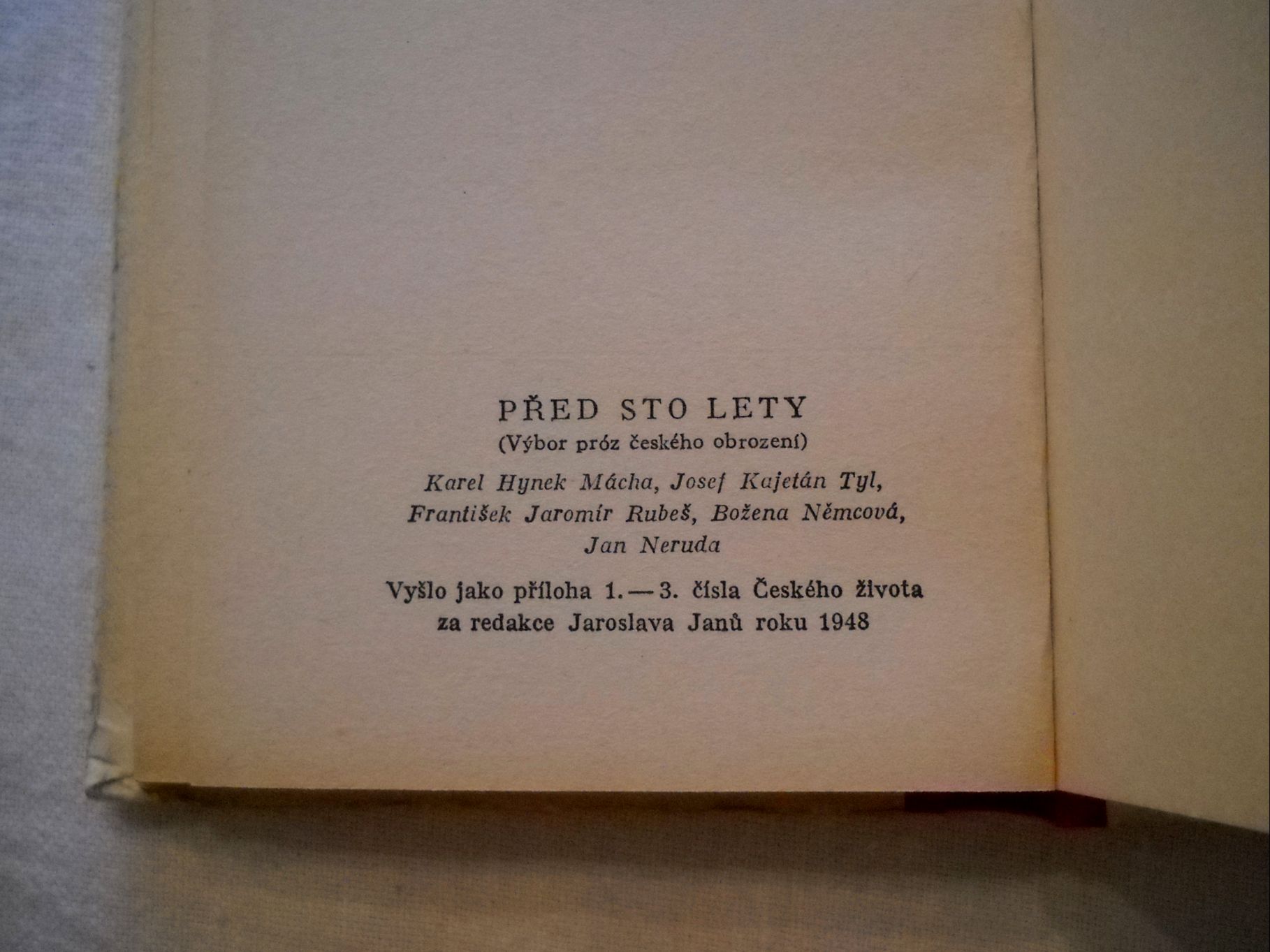 Před sto lety - výbor próz českého obrození - 1948