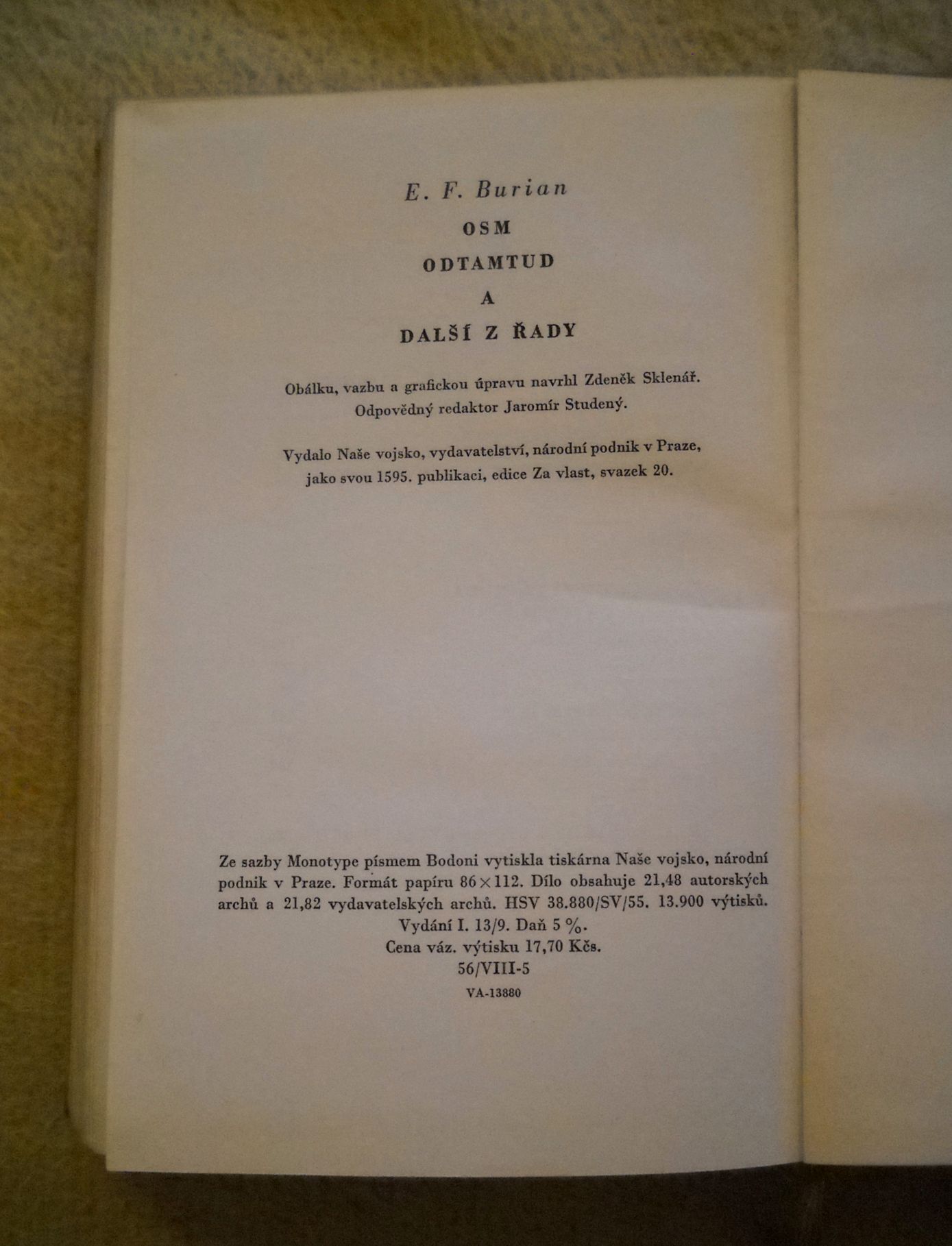 E.F. Burian - Osm odtamtud a další z řady - NV 1956