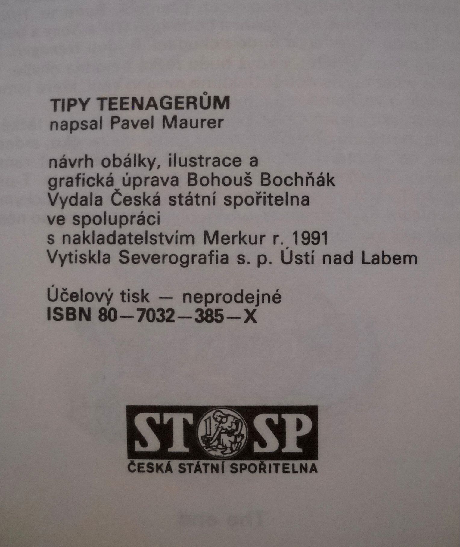 Pavel Maurer - Tipy teenagerům - Česká st. spořitelna 1991