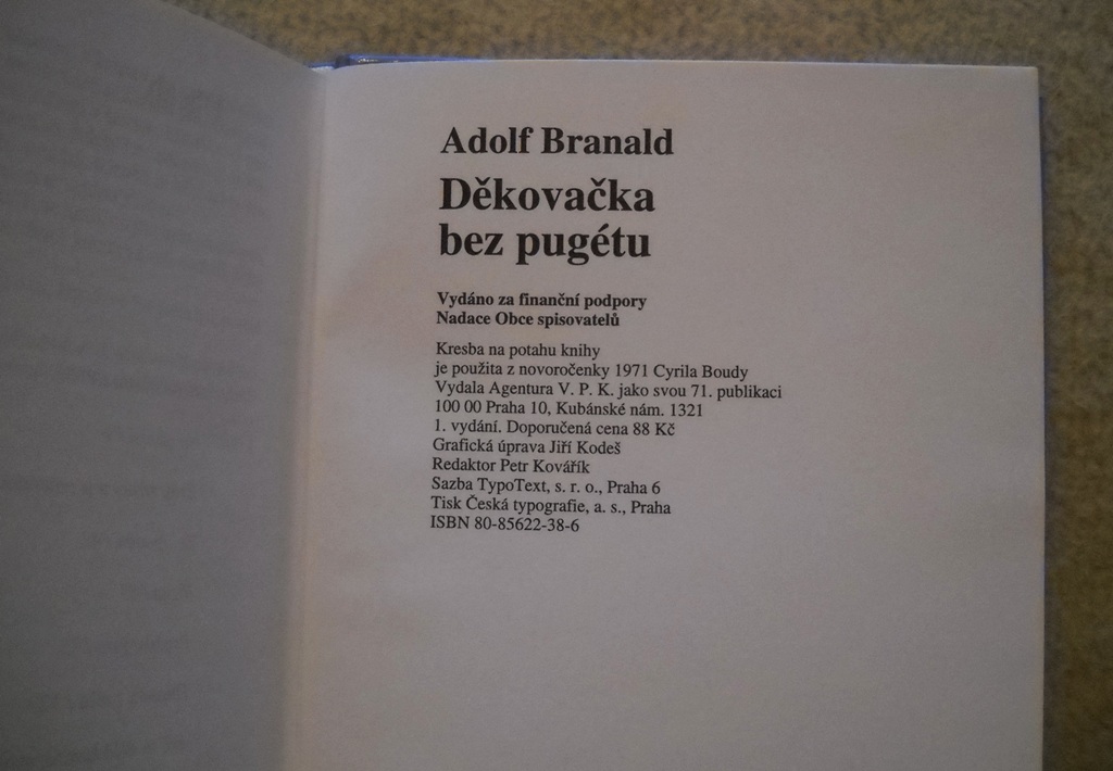 Adolf Branald - Děkovačka bez pugétu - 1994