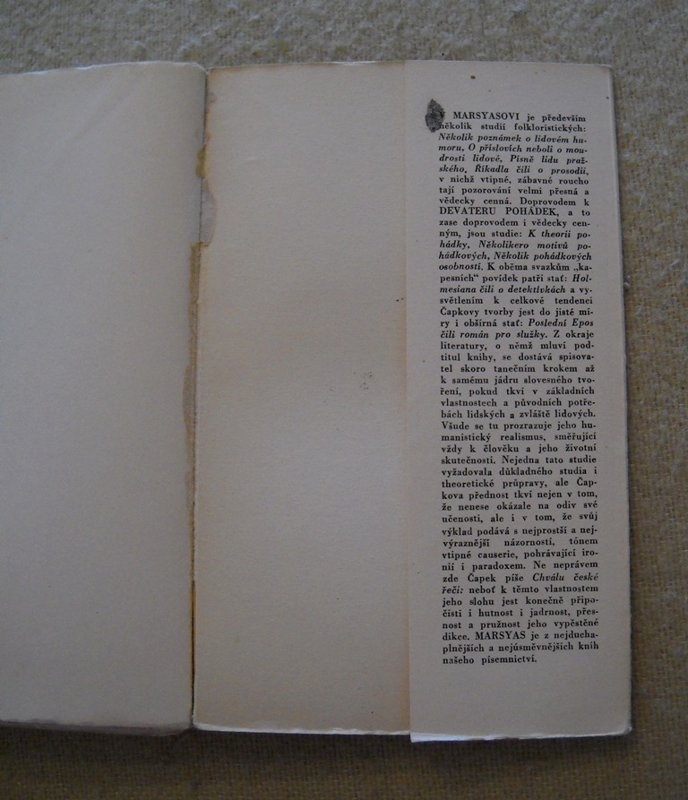 Karel Čapek - Marsyas čili na okraj literatury - 1948