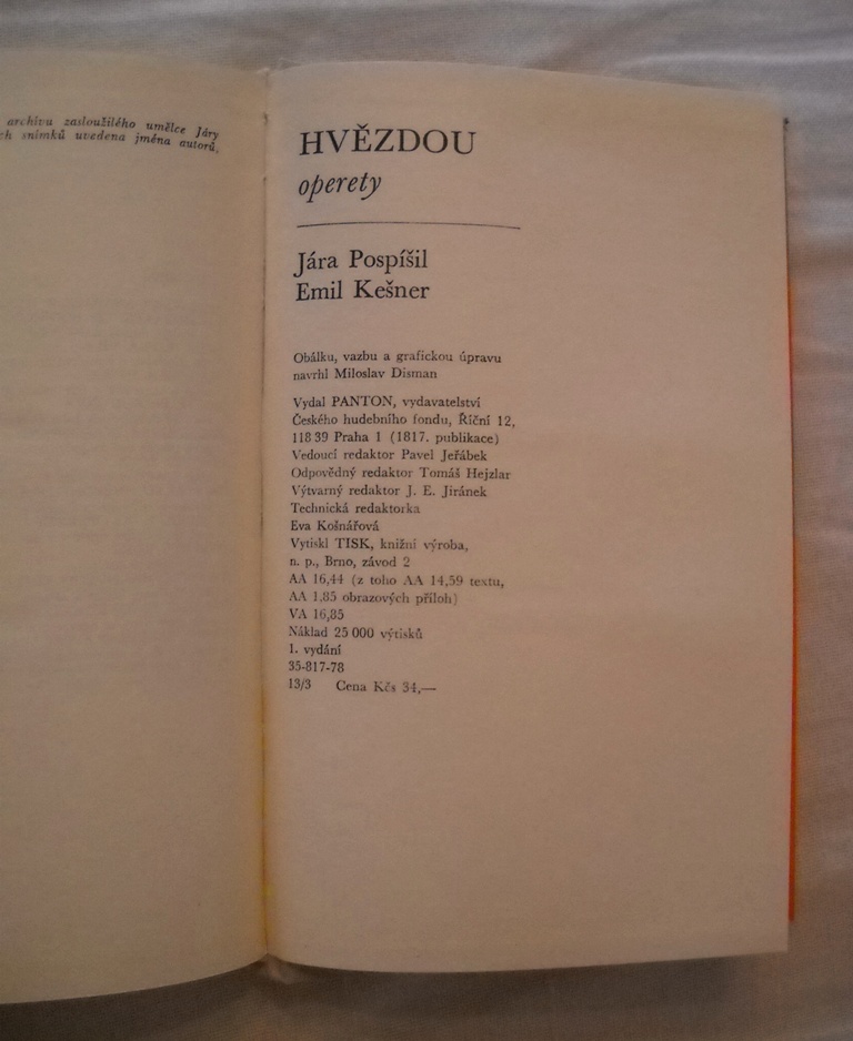Jára Pospíšil, Emil Kešner - Hvězdou operety - Panton 1978