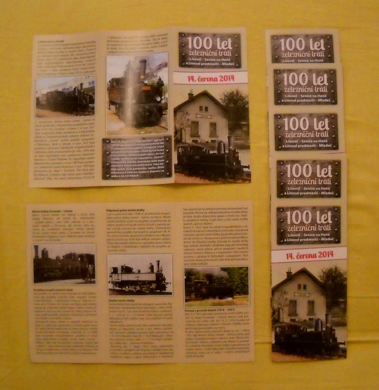 Pamětní leták 100 let železniční trati Litovel - 2014