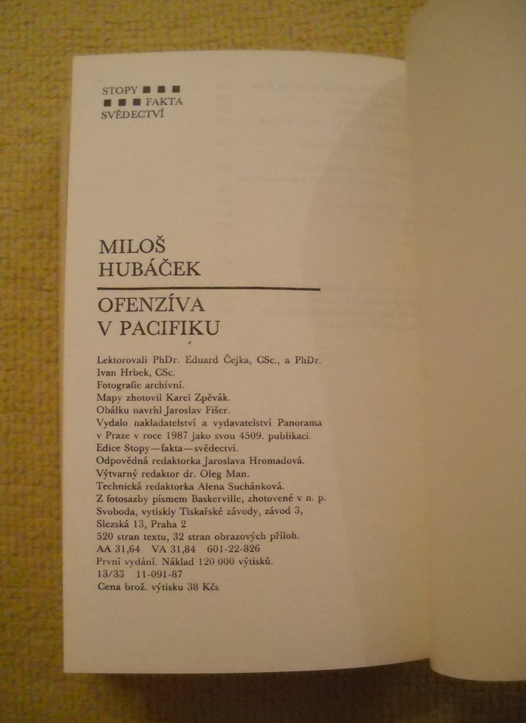Miloš Hubáček - Ofenzíva v Pacifiku - Panorama 1987