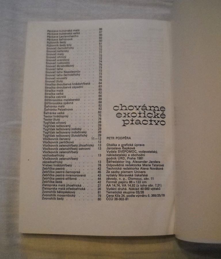 Petr Podpěra - Chováme exotické ptactvo - 1981
