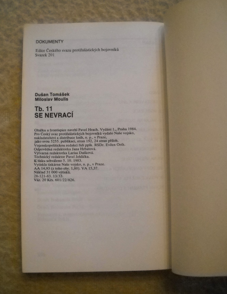 D. Tomášek, M. Moulis - Tb. 11 se nevrací - NV 1984