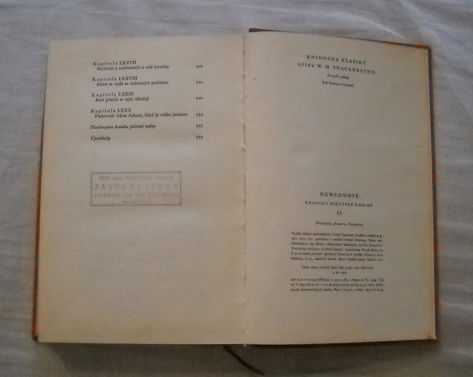 W.M.Thackeray - Newcomové díl II. - SNKL 1955
