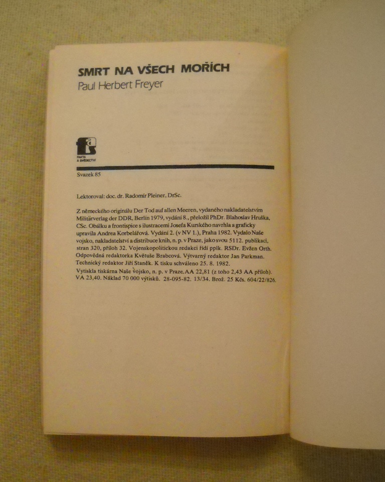 Paul Herbert Freyer - Smrt na všech mořích - NV 1982