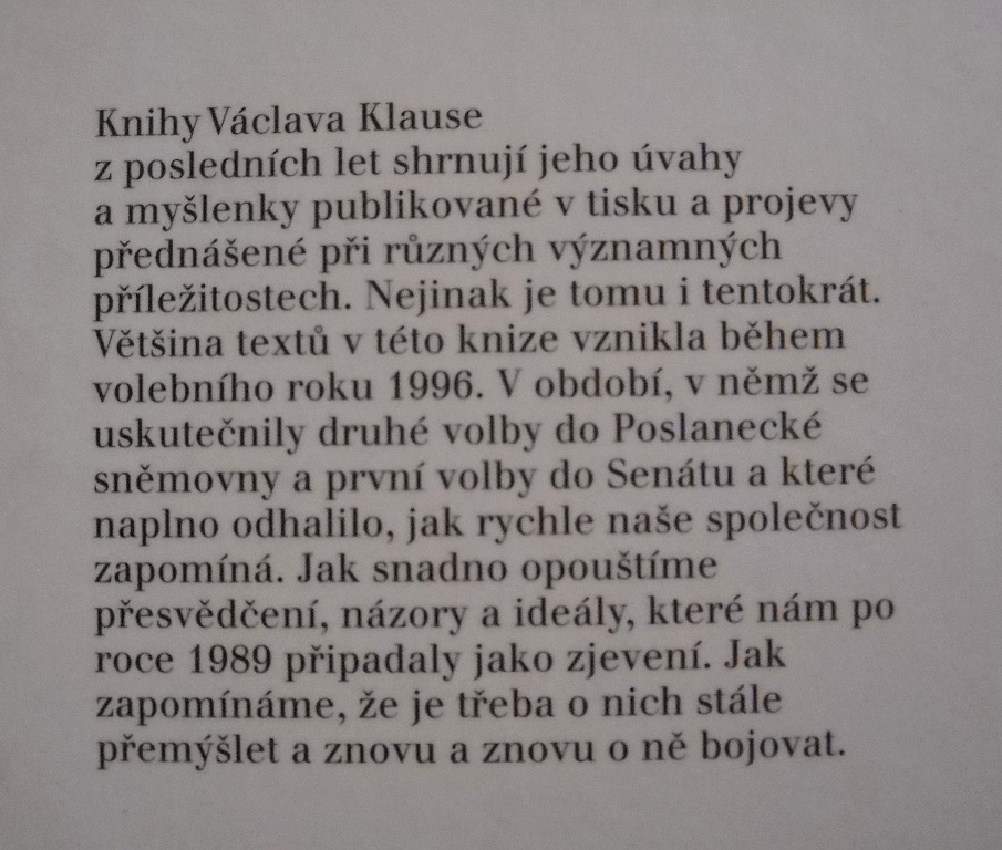 Václav Klaus - Obhajoba zapomenutých myšlenek - 2003