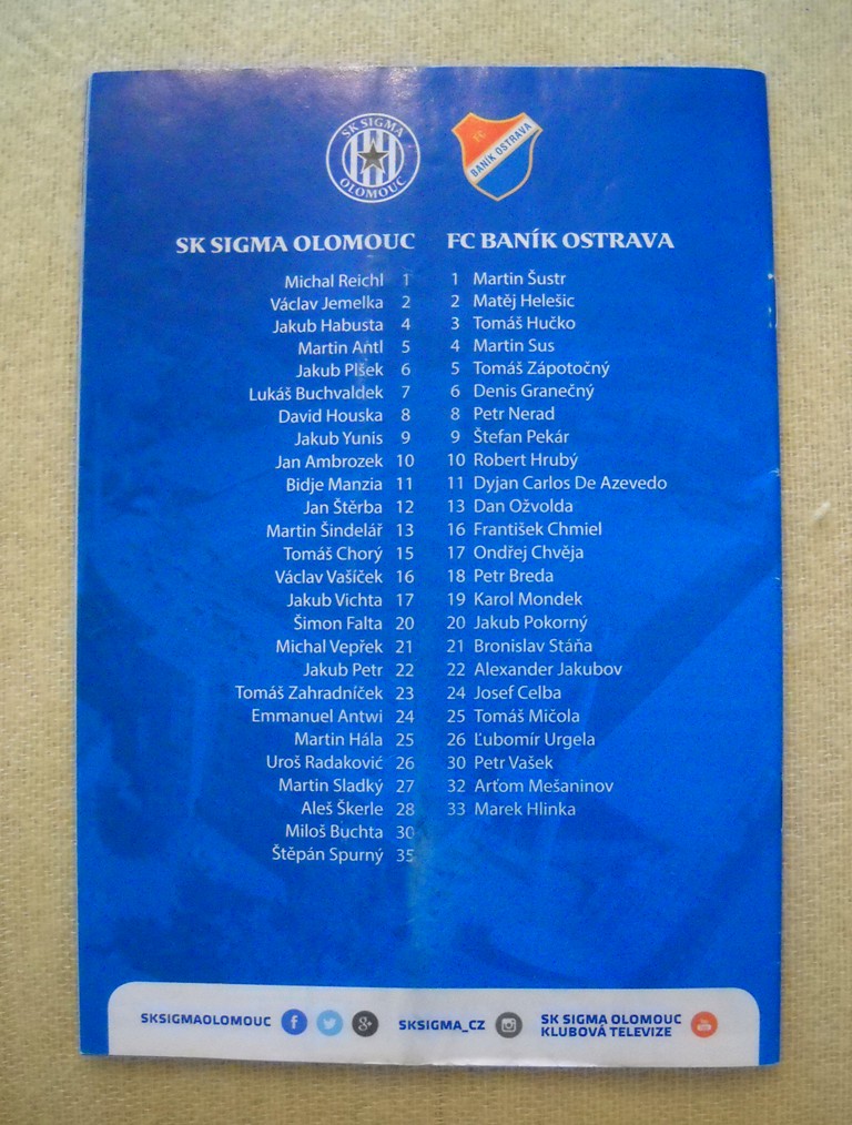 SK Sigma Olomouc Bulletin 14 - 2017 - 29. kolo FC Baník Ostrava