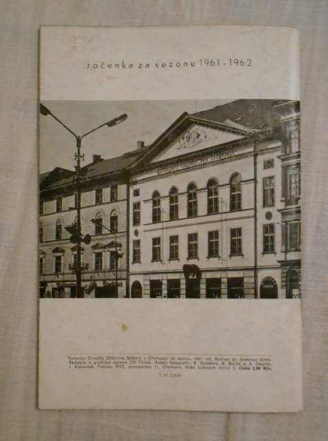 Divadlo Oldřicha Stibora v Olomouci - ročenka 1961-1962