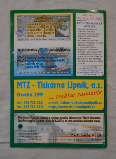 Hranice Oblastní mapový průvodce - brožura s vlepenou mapou