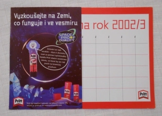 Rozvrh hodin reklamní barevný Pritt Letový plán na rok 2002/3