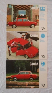 Prospekt Škoda sada 3 kusy - 1000 MB De Luxe Škoda 1000 MBG + 1000 MB + 1000 MBX - Mototechna