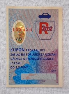 Dálniční známka Roční 2. část - Kupon rok 2002 - nevyplněný ( jen kupon )