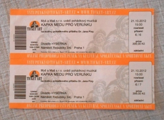 Vstupenka - Divadlo Hybernia 2012 Kapka medu pro Verunku - blok 2 kusy