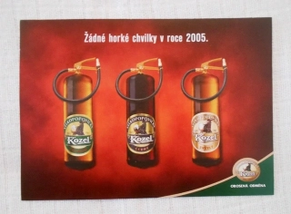 Propagační lístek Velkopovický Kozel Orosená odměna Žádné horké chvilky v roce 2005 - Poděkování hasičskému sportu 2005
