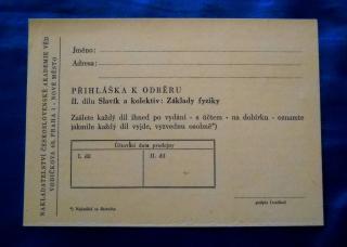 Knižní objednací lístek nakladatelství ČSAV z roku 1961