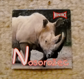 Sběratelská magnetka řada Kostíci zvířecí abeceda - N Nosorožec