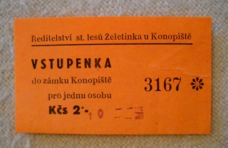 Vstupenka do zámku Konopiště - 2 Kčs