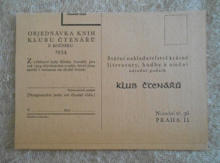 Knižní objednací lístek nakladatelství Odeon z roku 1954