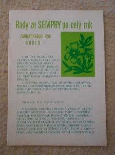 Zahradnický leták Rady ze Sempry pro celý rok - duben - 1977