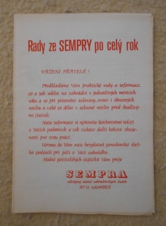 Zahradnický leták Rady ze Sempry pro celý rok - leden - 1976