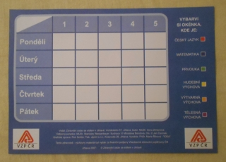 Rozvrh hodin reklamní barevný VZP ČR 2007