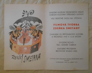 Zdeněk Smetana filmová tvorba pozvánka na výstavu - Svitavy 1978