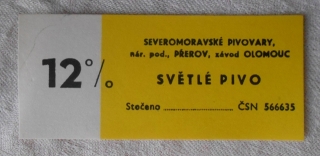 Pivní sudová etiketa Olomouc světlé pivo 12% - 1990