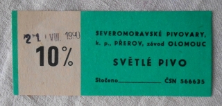 Pivní sudová etiketa Olomouc světlé pivo 10% - 1990