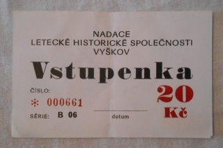 Vstupenka letecké muzeum Vyškov - 1997