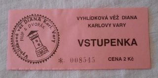 Vstupenka Vyhlídková věž Diana Karlovy Vary 2,- Kč