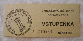 Vstupenka Vyhlídková věž Diana Karlovy Vary 5,- Kč
