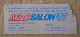 Vstupenka Aerosalon ´97 Praha-Ruzyně - 1997