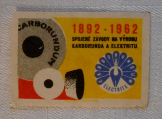 Zápalková nálepka Carborundum 1892-1962