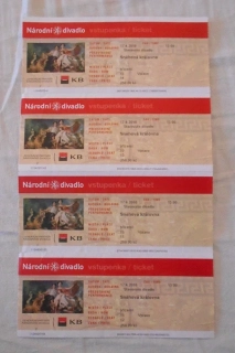 Vstupenka - Národní divadlo v Praze rok 2010 Sněhová královna - blok 4 kusy