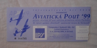 Vstupenka Aviatická pouť ´99 Pardubice - 1999